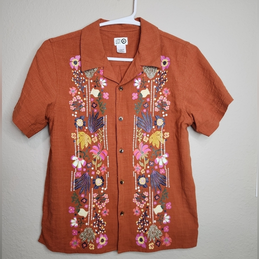 Target Latino Heritage Month Floral Button Down Boys Size 10